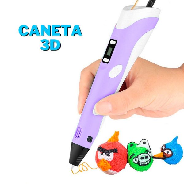 Caneta 3D Impressora Carregamento USB Com Refil Filamento